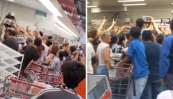 A empujones y gritos, pelean por pasteles de Costco | Videos