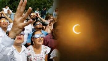 Video | '¡Es una C, es Claudia!', dicen morenistas al ver el eclipse solar