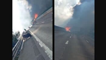 Caos vial en la autopista México Puebla por choque múltiple