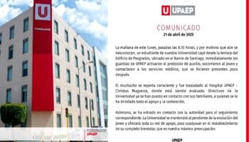 Estudiante sobrevive tras caer del quinto piso en la UPAEP