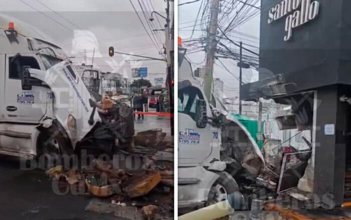 Pipa de agua se impacta contra comercio en Iztapalapa; no hay personas lesionadas